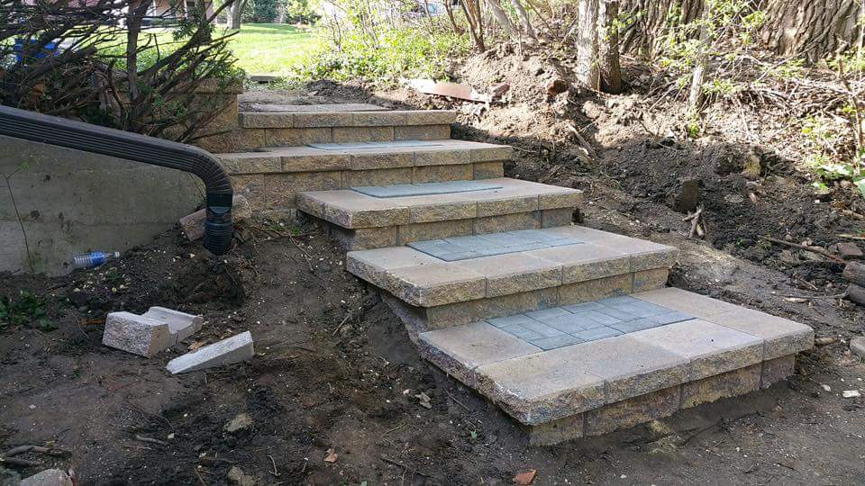 Natural stone steps set into a hillside